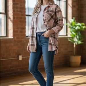 Pink Plaid Button-Up Shirt